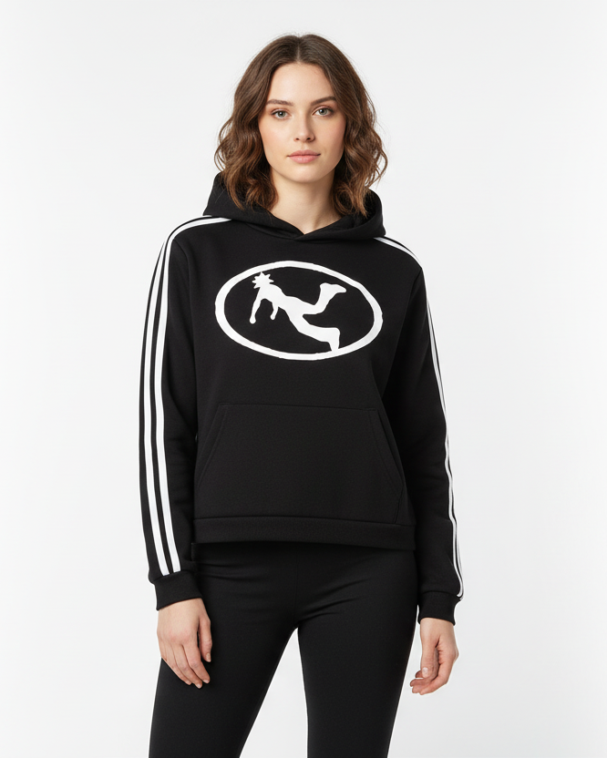 Pluto Oval Side Stripe Cropped Hoodie