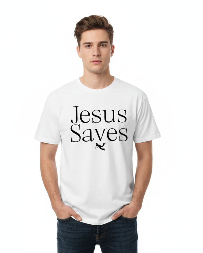 Jesus Saves Pluto Cotton Tee-Shirt