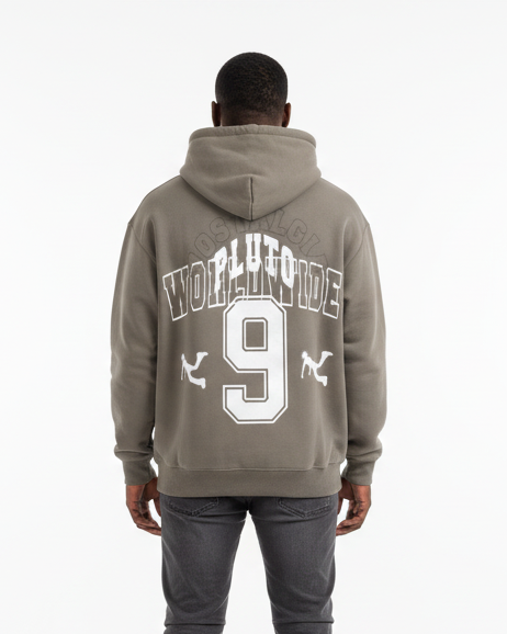 Pluto Nostalgia White Oversize Fleeced Hoodie