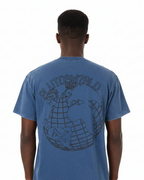 PlutosWorld Black Globe Snow Washed Oversized Tee-Shirt