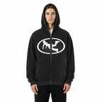 Pluto Oval Logo Sunfade Two-way Zipper Boxy Hoodie