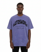 PlutosWorld Black Globe Snow Washed Oversized Tee-Shirt