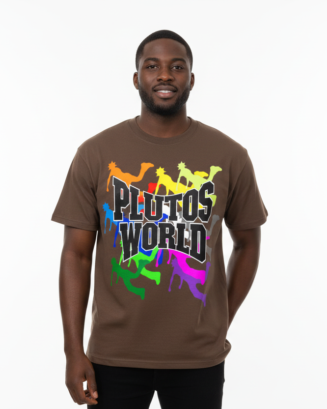 PLUTOSWORLD Color Logo Cotton Tee-Shirt