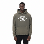 Pluto White Oval Logo Vintage Washed Frayed-Hem Hoodie