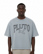 Pluto Angel Outline Mineral Wash Boxy Cotton Tee-Shirt