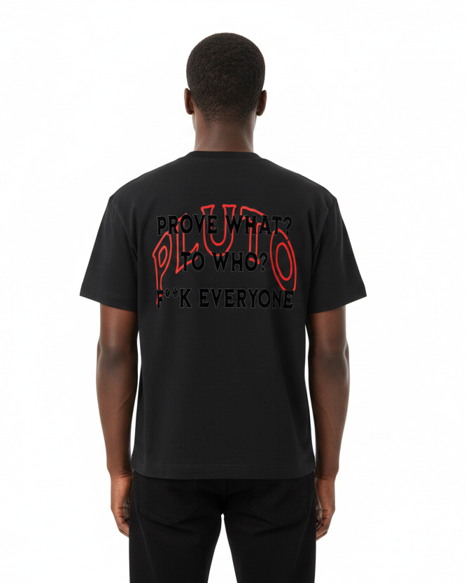 RED Pluto Outline Cotton Boxy Tee-Shirt
