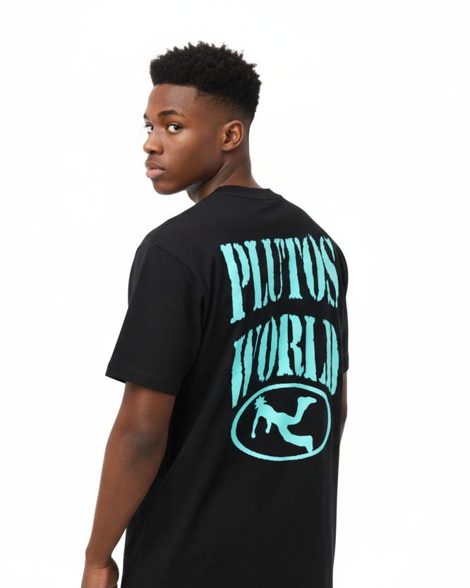 Light Blue Pluto Oval Logo Cotton Tee-Shirt