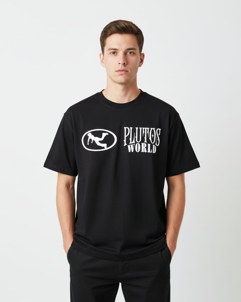 PlutosWorld + Oval Logo Cotton Tee-Shirt
