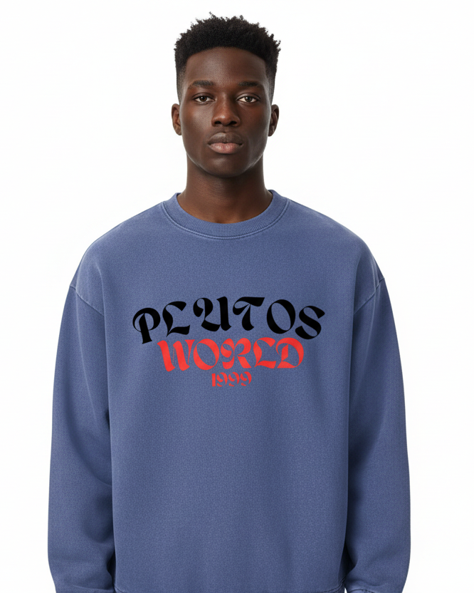 Plutos World Black Snow Washed Oversized Sweatshirt